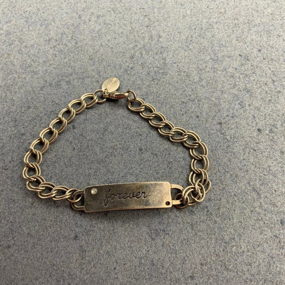 Icing ID forever Bracelet Silvertone Chunky Chain Rhinestone